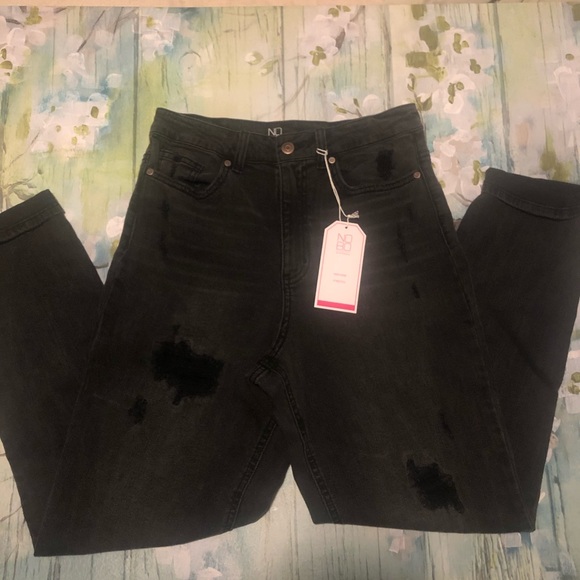 High Rise Faux Distressed Skinny Jeans - Picture 2 of 5